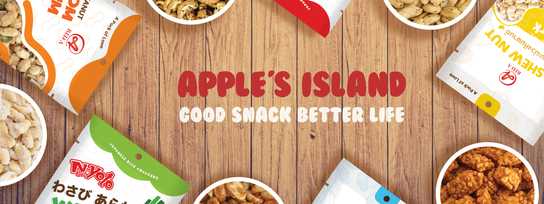 Apple's Island Company Limited : Good Snacks Better Life : Cashew Nut, Peanut, SEAWEED CHIPS, GREEN PEAS, RICE SNACKS
